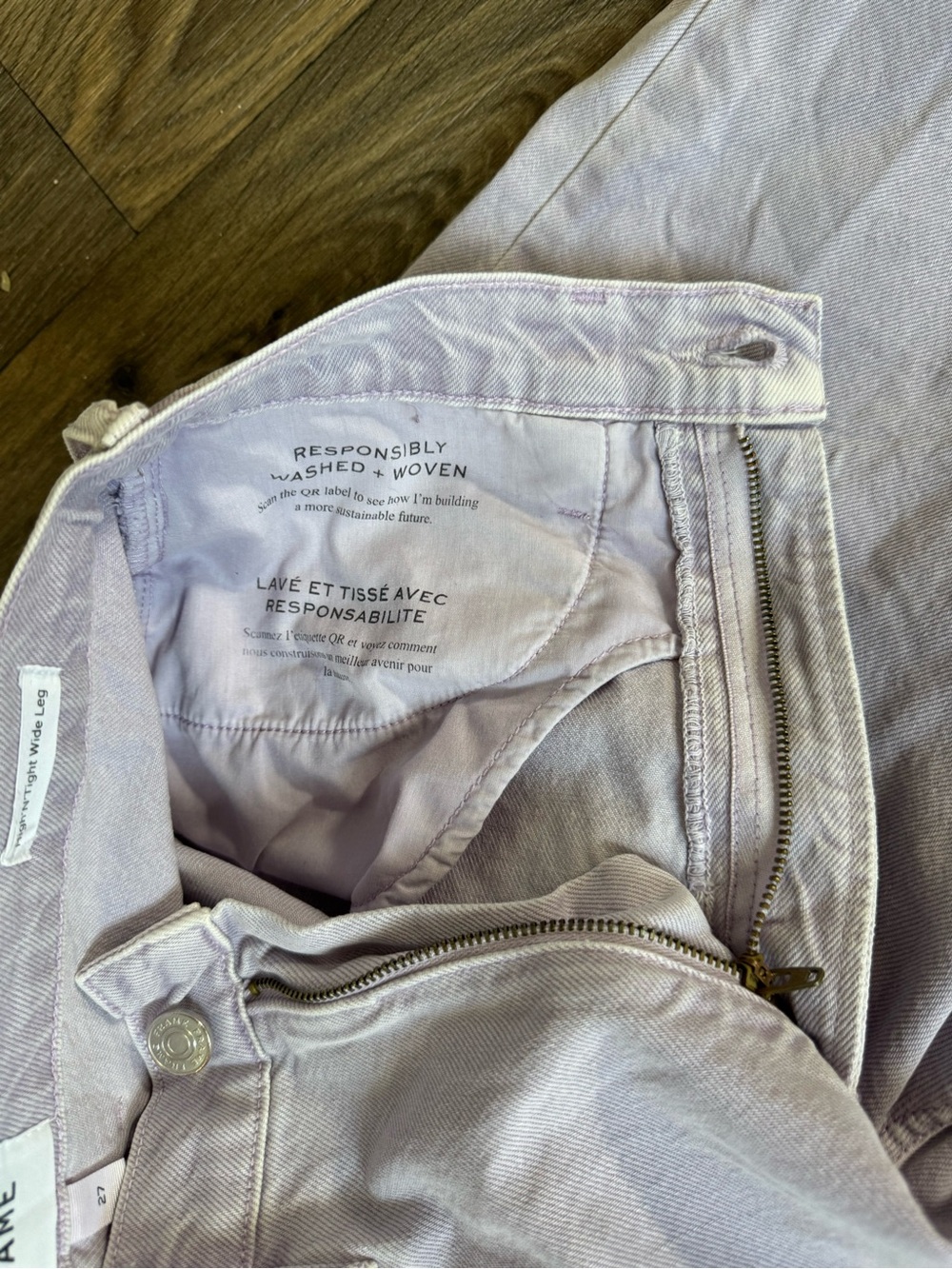 FRAME Women's High’N’Tight Wide-Leg Jeans Lilac Light Wash Cotton Denim 27 - Picture 4 of 11